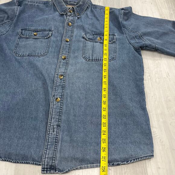 Schmidt Workwear Blue Cotton Blend Long Sleeve Button Down Denim Jean Shirt  LG - Picture 13 of 13